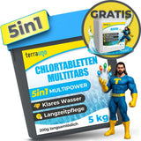 5-in-1 Chlortabletten 200g für Pools – Multitabs zur Langzeitpflege TerraUno
