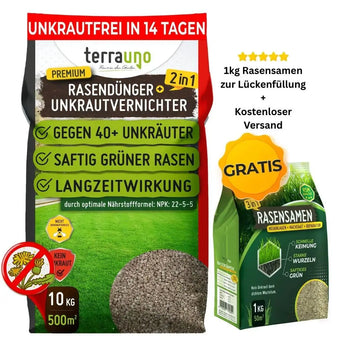 Rasendünger mit Unkrautvernichter 10 Kg+ TerraUno