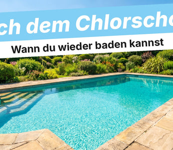 Pool mit klarem türkisem Wasser im Sommergarten