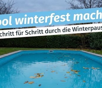 Gartenpool im Spätherbst mit Herbstlaub auf der Wasseroberfläche – Pool winterfest machen