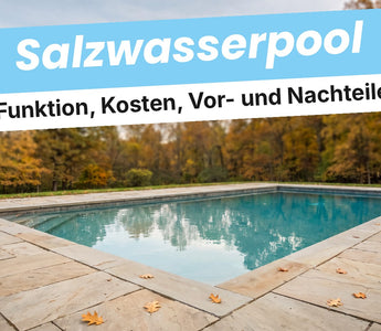Eingelassener Pool mit klarem Wasser im Herbstgarten – Titelbild zum Ratgeber Salzwasserpool von TerraUno