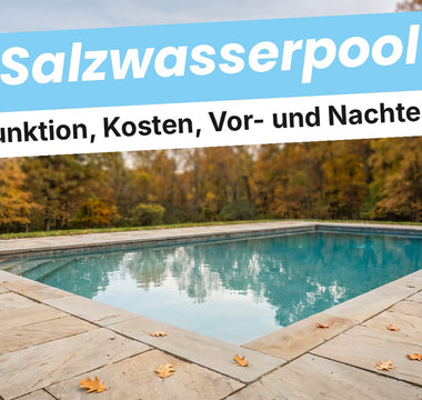 Eingelassener Pool mit klarem Wasser im Herbstgarten – Titelbild zum Ratgeber Salzwasserpool von TerraUno