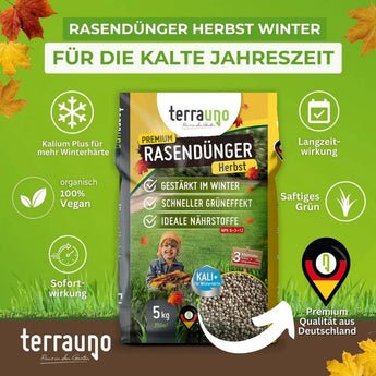 Herbst Rasendünger mit Rasenkalk Dünger    TerraUno