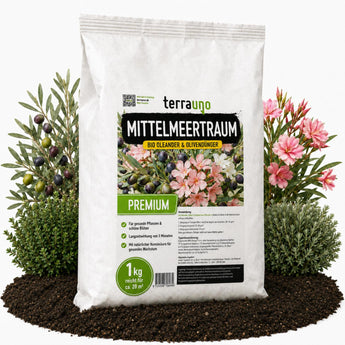 Mittelmeertraum BIO Oleander- & Olivendünger 1 kg von TerraUno – organischer Spezialdünger für mediterrane Pflanzen