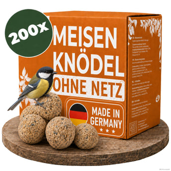 200 Meisenknödel ohne Netz im Vorratskarton mit Kohlmeise – Ganzjahresfutter für Gartenvögel