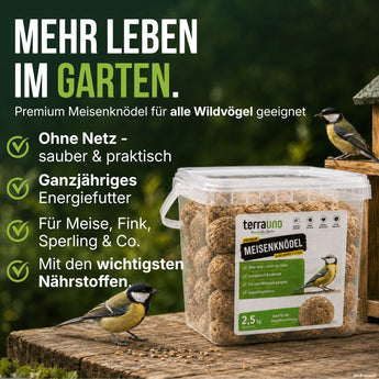 TerraUno Meisenknödel ohne Netz – ganzjähriges Energiefutter für Meise, Fink und Sperling