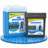 Pool Winterschutz-Set von TerraUno mit 5 kg Chlorgranulat und 5 L Pool-Wintermittel – Komplettset zum Einwintern