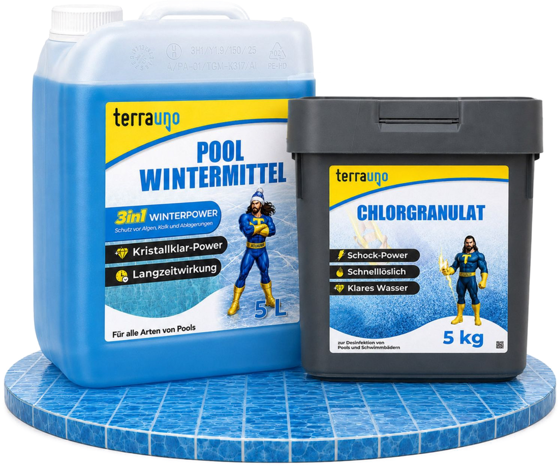 TerraUno Pool Wintermittel 5 L und Chlorgranulat 5 kg