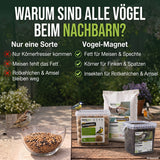 Warum alle Vögel beim Nachbarn sind: nur eine Futtersorte im Vergleich zum Vogel-Magnet mit Fett, Körnern und Insekten