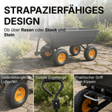 Westmann Gartenwagen Prakta M 125 L in Schwarz mit Zugstange und vier gelben Luftreifen