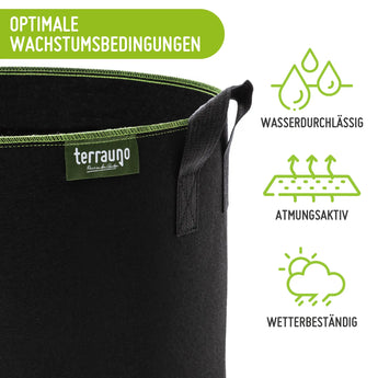 Pflanzsack aus Vliesstoff inkl. Pflanzenschilder Gefäß    TerraUno