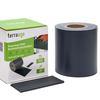 Sichtschutzstreifen (Rolle) aus PVC Sichtschutz Anthrazit (RAL 7016) 50 Meter  TerraUno