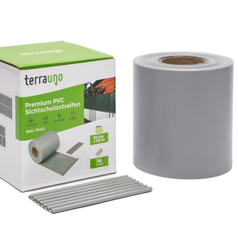 Sichtschutzstreifen (Rolle) aus PVC Sichtschutz Grau (RAL 7040) 35 Meter  TerraUno